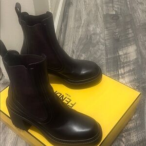 Fendi Black Leather Chelsea Boots